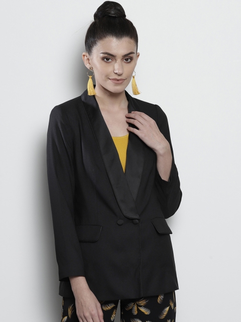 

DOROTHY PERKINS Women Black Solid Double-Breasted Smart Casual Blazer