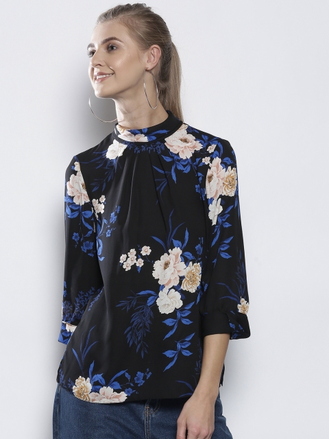 

DOROTHY PERKINS Women Black & Blue Printed Top