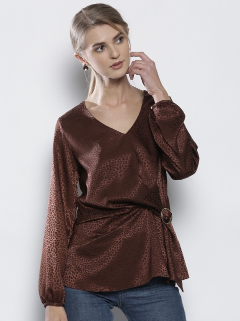 

DOROTHY PERKINS Women Brown Self-Design A-Line Top