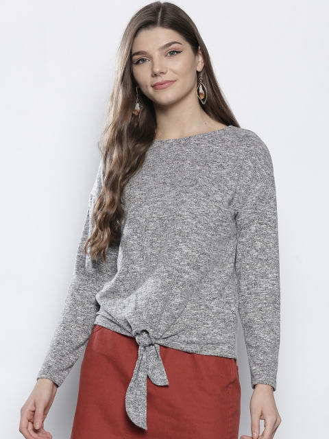 

DOROTHY PERKINS Women Grey Melange Solid Top