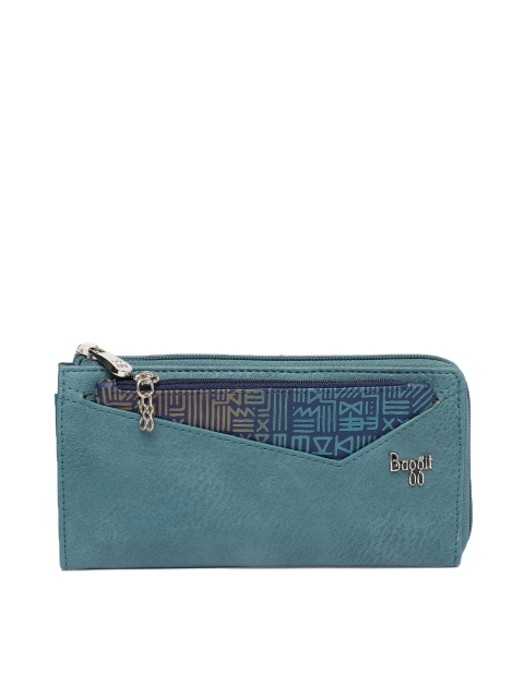 

Baggit Women Teal Blue Solid Zip Around Wallet