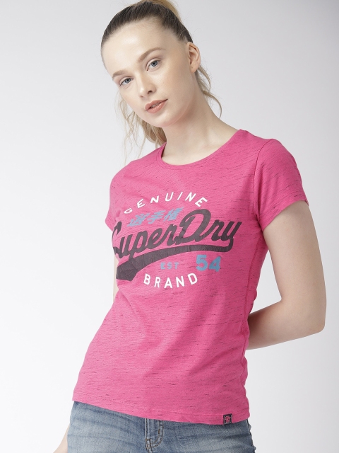 

Superdry Women Pink Printed Round Neck T-shirt