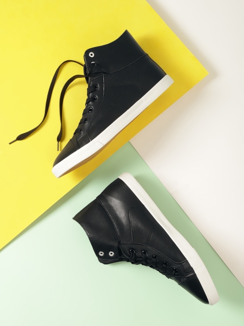 

Kook N Keech Men Black Solid Mid-Top Sneakers