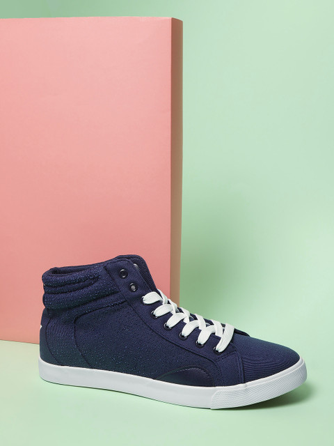 

Kook N Keech Men Navy Blue Solid Mid-Top Sneakers