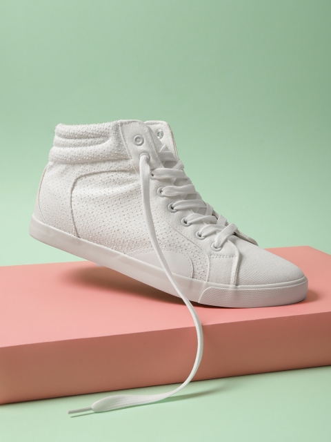 

Kook N Keech Men White Solid Mid-Top Sneakers