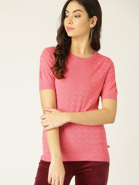 

United Colors of Benetton Women Pink Self Design Top