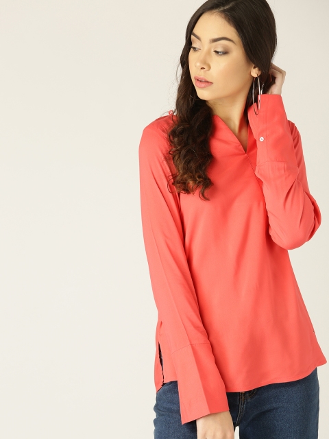 

United Colors of Benetton Women Coral Pink Solid Top