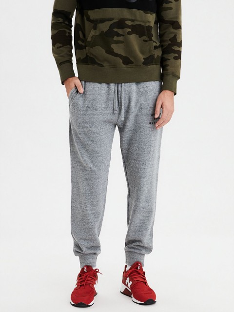 

AMERICAN EAGLE OUTFITTERS Men Grey Melange Solid Joggers