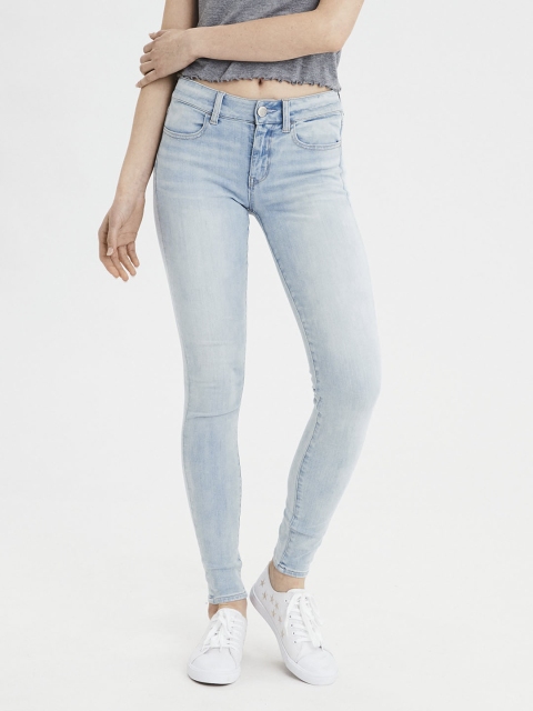 

AMERICAN EAGLE OUTFITTERS Women Blue Regular Fit Low-Rise Clean Look Stretchable Jeans
