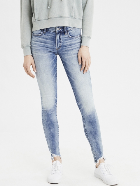 

AMERICAN EAGLE OUTFITTERS Women Blue Regular Fit Low-Rise Clean Look Stretchable Jeans