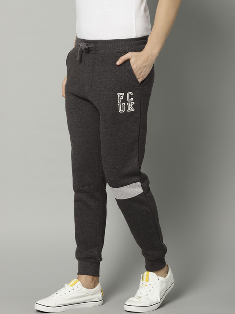 

French Connection Men Charcoal Grey Solid Joggers