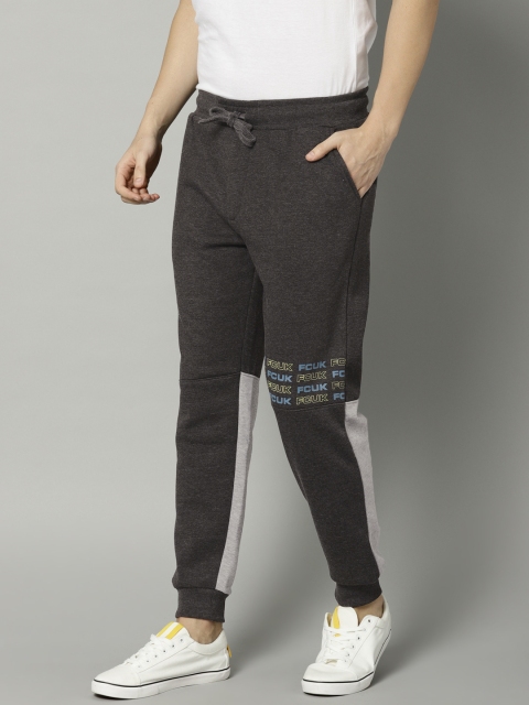 

French Connection Men Charcoal Grey Solid Joggers