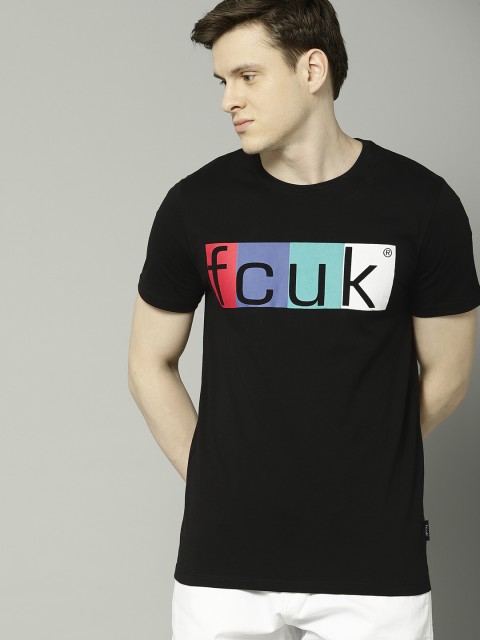 

French Connection Men Black Printed Round Neck T-shirt