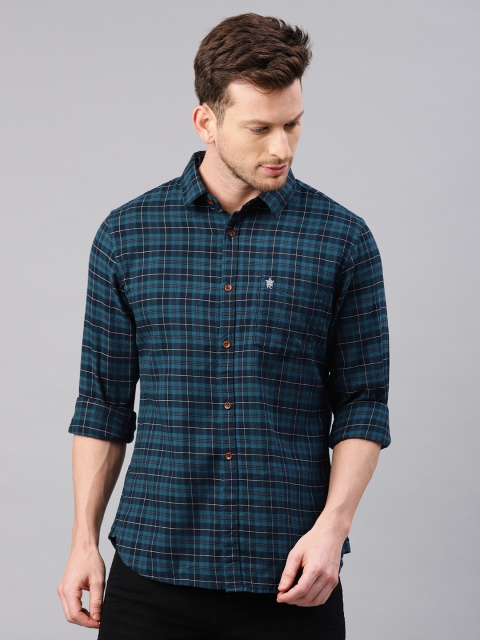 

French Connection Men Blue & White Regular Fit Checked Casual Shirt