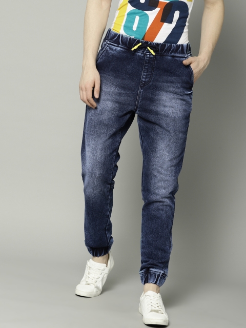 

French Connection Men Blue Jogger Mid-Rise Clean Look Stretchable Jeans