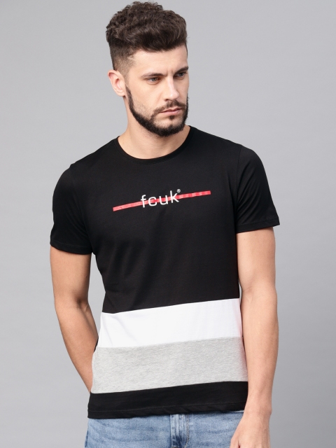 

French Connection Men Black Printed Round Neck T-shirt