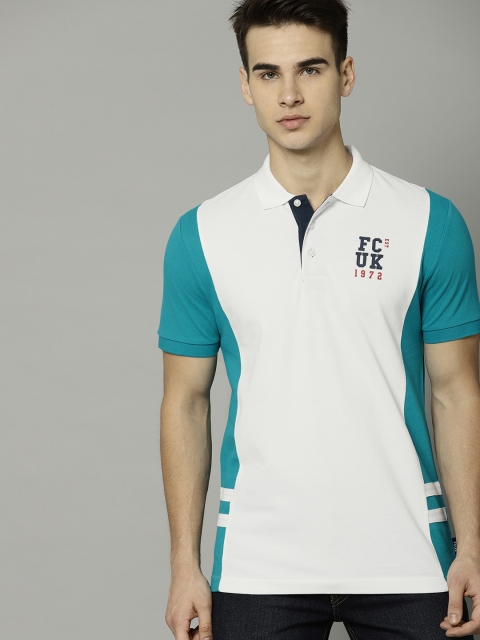 

French Connection Men White Solid Polo Collar T-shirt