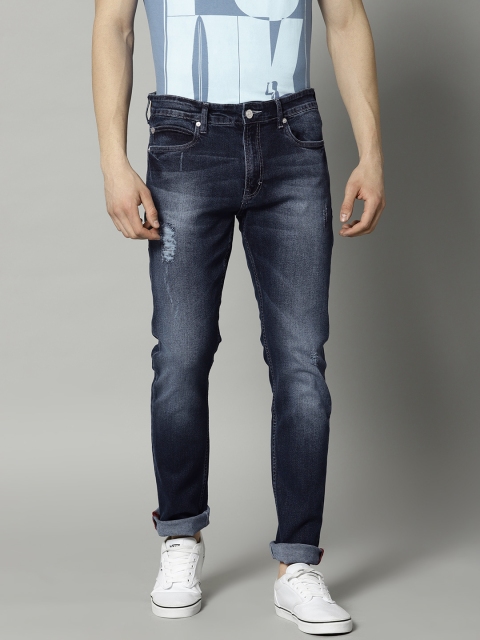 

French Connection Men Navy Blue Slim Fit Mid-Rise Clean Look Stretchable Jeans