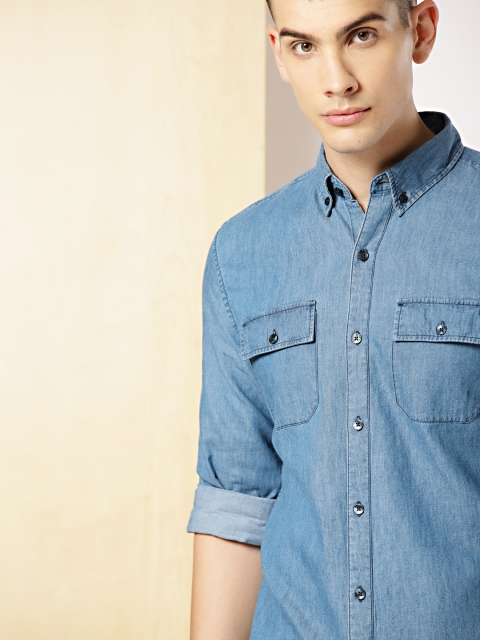 

INVICTUS Men Blue Slim Fit Faded Casual Shirt