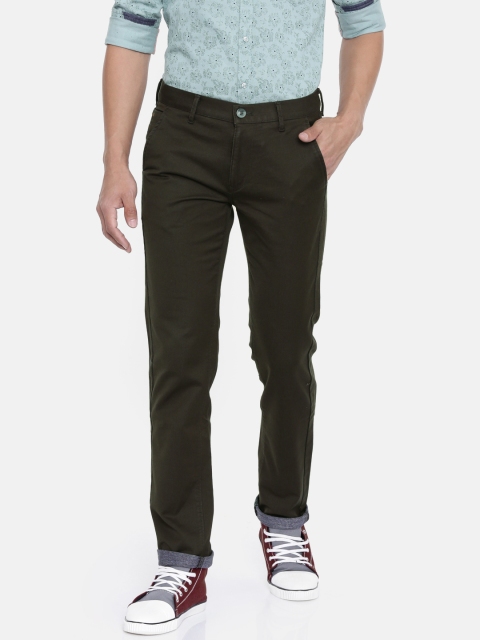 

Killer Men Olive Green Slim Fit Solid Regular Trousers
