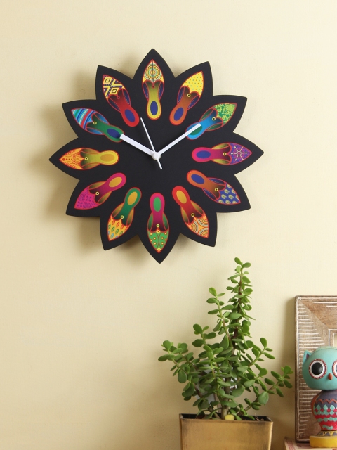 

RANGRAGE Black Handcrafted Quirky Printed Analogue Wall Clock