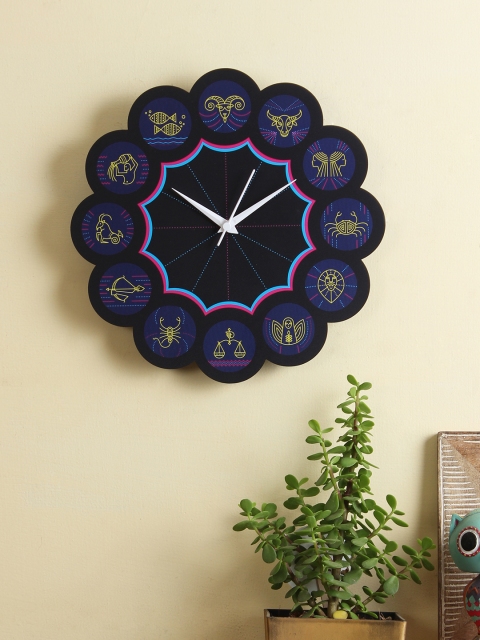 

RANGRAGE Black Handcrafted Quirky Printed Analogue Wall Clock