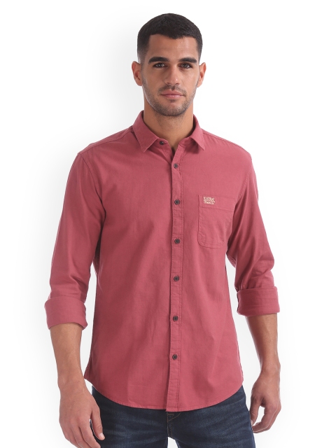 

U.S. Polo Assn. Denim Co. Men Maroon Slim Fit Solid Casual Shirt
