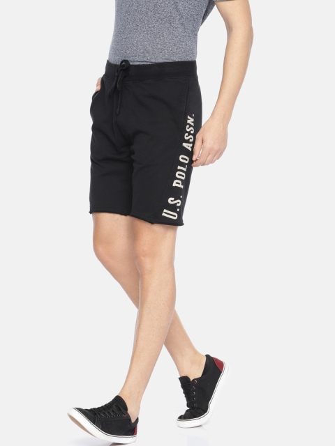 

U.S. Polo Assn. Denim Co. Men Black Solid Regular Fit Shorts