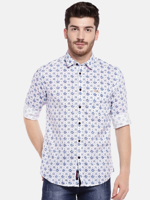 

U.S. Polo Assn. Denim Co. Men White Slim Fit Printed Casual Shirt