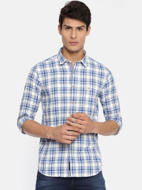 

U.S. Polo Assn. Denim Co. Men Blue & White Regular Fit Checked Casual Shirt