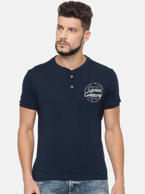 

U.S. Polo Assn. Denim Co. Men Navy Solid Henley Neck T-shirt, Navy blue