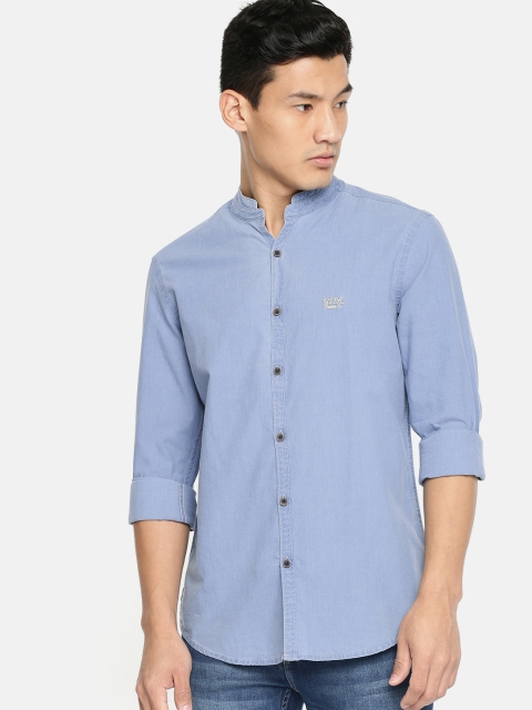 

U.S. Polo Assn. Denim Co. Men Blue Slim Fit Solid Casual Shirt