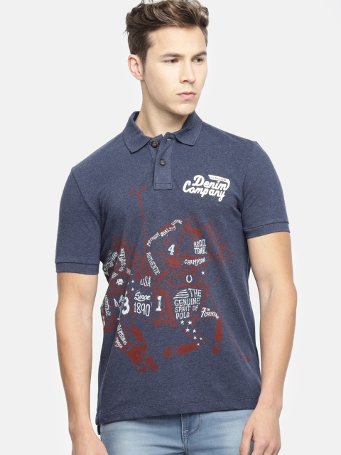 

U.S. Polo Assn. Denim Co. Men Navy Blue Printed Polo Collar T-shirt