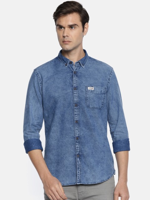 

U.S. Polo Assn. Denim Co. Men Blue Slim Fit Solid Casual Shirt