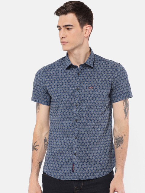 

U.S. Polo Assn. Denim Co. Men Blue Slim Fit Printed Casual Shirt