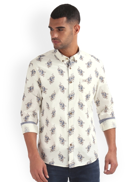 

U.S. Polo Assn. Denim Co. Men Off-White Slim Fit Printed Casual Shirt