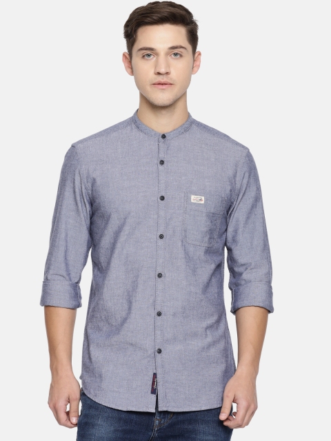

U.S. Polo Assn. Denim Co. Men Blue Slim Fit Solid Casual Shirt