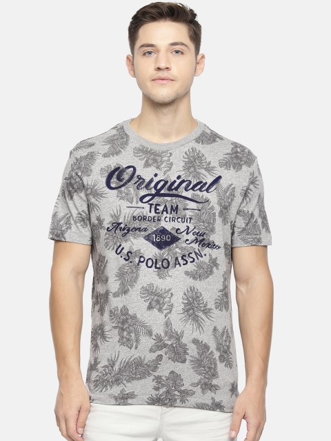 

U.S. Polo Assn. Denim Co. Men Grey Printed Round Neck T-shirt