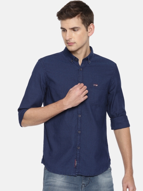

U.S. Polo Assn. Denim Co. Men Blue Slim Fit Solid Casual Shirt