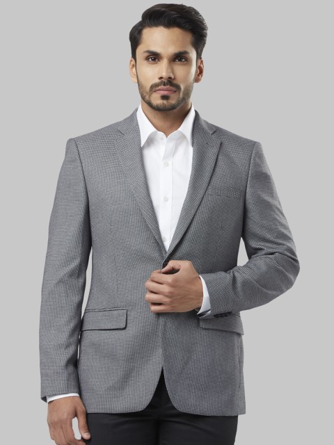 

Raymond Men Grey Self-Design Single-Breasted Blazer