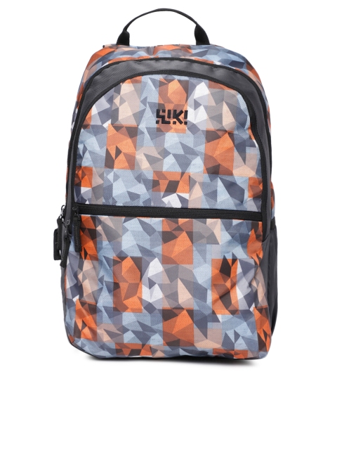 

Wildcraft Unisex Grey & Orange Graphic Backpack