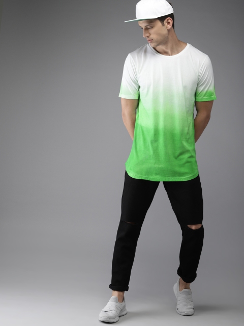 

Moda Rapido Men White & Green Dyed Round Neck T-shirt
