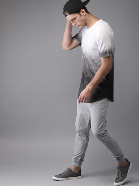 

Moda Rapido Men Black & Grey Ombre-Dyed Printed T-shirt