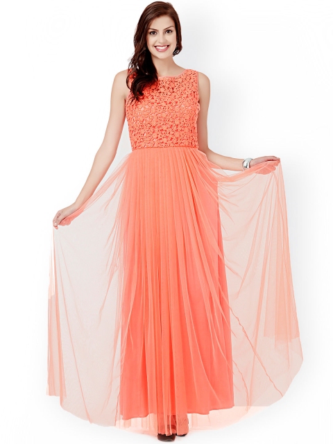 

Eavan Peach-Coloured Lace Maxi Dress