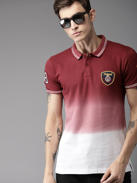 

Moda Rapido Men Maroon & White Dyed Polo Collar T-shirt