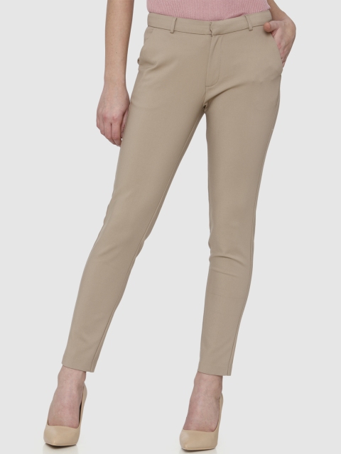 

Vero Moda Women Beige Straight Fit Solid Cigarette Trousers