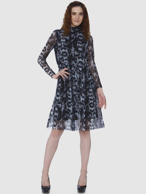 

Vero Moda Women Black Printed Fit and Flare Dress