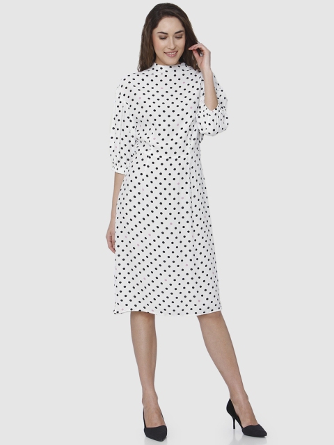 

Vero Moda Women White & Black Printed Sheath Dress
