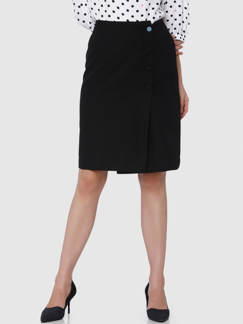 

Vero Moda Women Black Solid Layered Pencil Skirt