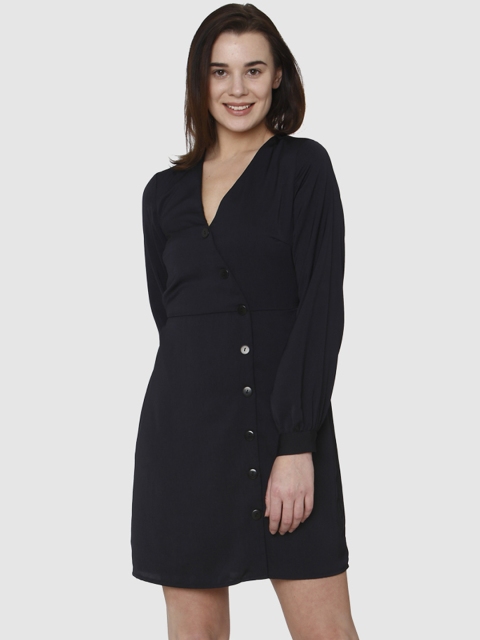 

Vero Moda Women Navy Blue Solid A-Line Dress